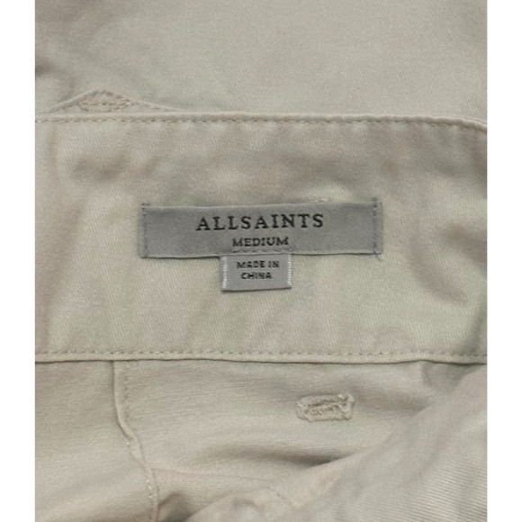 ALLSAINTS Cala Paperbag Belted Shorts Pleated Frayed Hem Beige Ivory High Rise - Picture 10 of 12